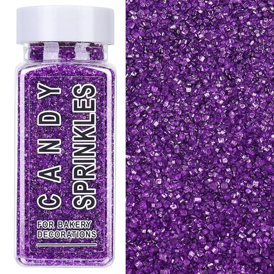 Purple Sanding Sugar Sprinkles, 4.6 oz Edible Sparkling Sugar Crystals for Baking Topping, Cupcakes, Cookies, Ice Cream & Cake Decorating, Wedding Party Easter Halloween Supplies