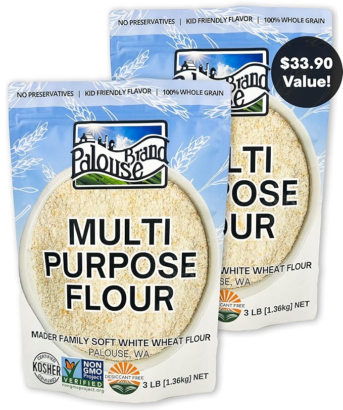 Paloue Brand Certified Glyphosate Residue Free Whole Grain All Purpose Flour | 3 LBS | Small Batch Stone Ground | Non-GMO | 100% Non-Irradiated | Kosher
