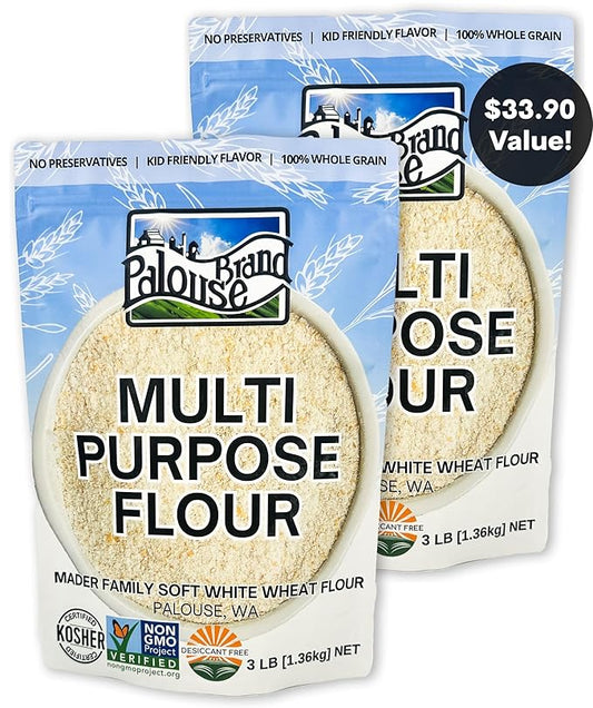 Paloue Brand Certified Glyphosate Residue Free Whole Grain All Purpose Flour | 3 LBS | Small Batch Stone Ground | Non-GMO | 100% Non-Irradiated | Kosher