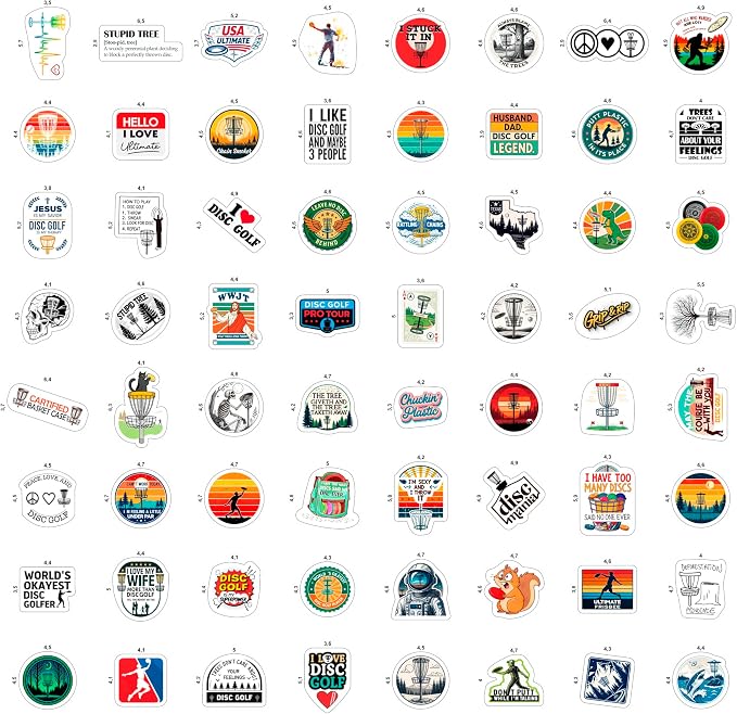 100Pcs Disc Golf Stickers Decals for Water Bottles - Disc Golf Gifts, Party Supplies, Decorations, Supplies - Gift for Women & Men