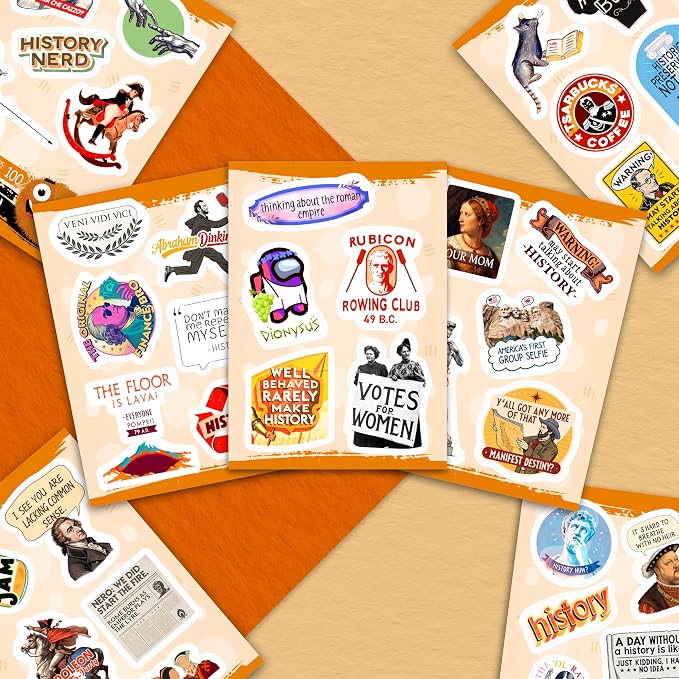 100Pcs History Stickers - History Gifts, Party Supplies - Vinyl Laptop Stickers Waterproof - Gift for Women & Men