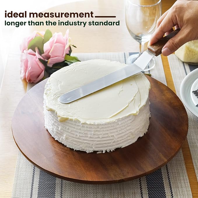 TIDITA 13" Acacia Cake Stand Rotating – Rustic Wood Turntable Pedestal Stands – Wooden Spinning Tables for Food Serving - Round Cake Decorating for Cupcake Dessert Display in Party, Wedding, Birthday