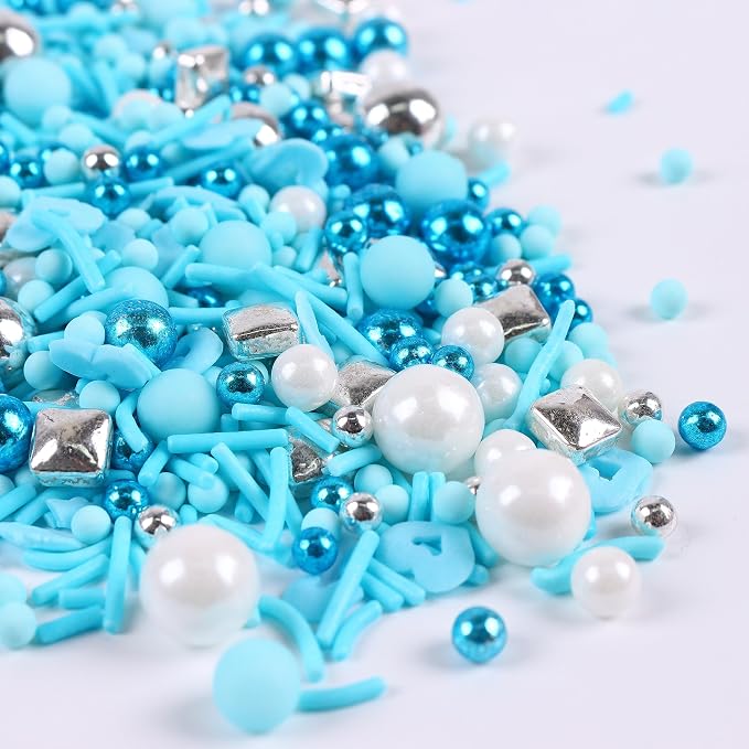 Blue Sprinkles for Cake Decorating 4.2 ounce, Edible Sprinkles for Cupcakes Topper Cookie, Cake Pop, Ice cream Toppings for Baking Party Celebrations