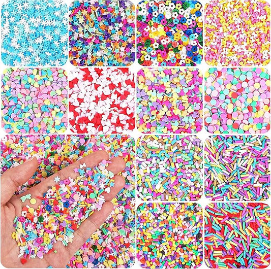 DIYASY 180g Fake Sprinkles, 6.35 oz Mini Faux Sprinkle Polymer Clay Slices Non-Edible for Crafts Art DIY Cake Decoration Plastic Slime Card Filler Nail Supply 12 Styles