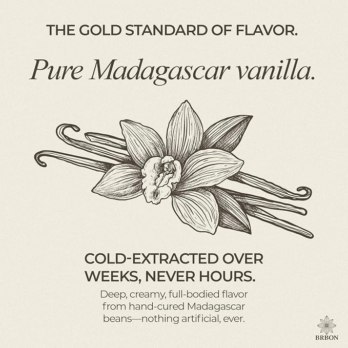 BRBON 8oz Pure Vanilla Extract | Made from Premium Madagascar Bourbon Vanilla Beans | Pure Extract Perfect for Baking, Cooking & Desserts | Non-GMO, Gluten-Free, Vegan & Kosher | 8oz. Bottle