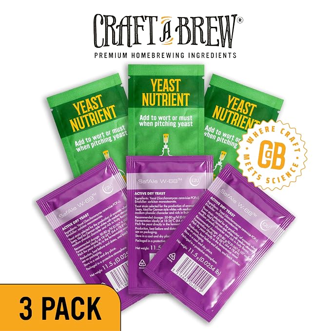 Craft A Brew - Safale W-68 Dry Yeast - Fermentis - German Wheat Beer Dry Yeast - For German, Belgian & Other Wheat Beer Styles - Ingredients for Home Brewing - Beer Making Supplies - 3 Pack