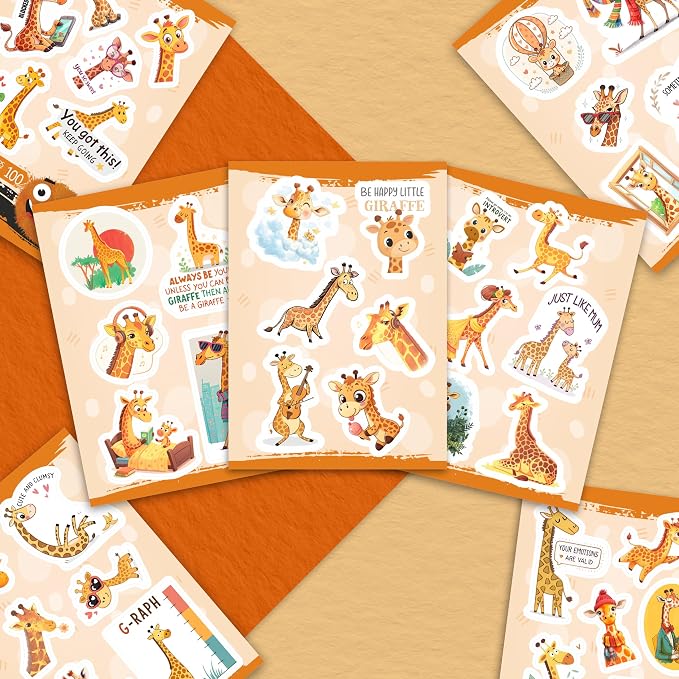 100Pcs Giraffe Stickers, Giraffe Party Decorations, Favors — Cute Animal Decals, Animal Stickers — Gift for Women & Men