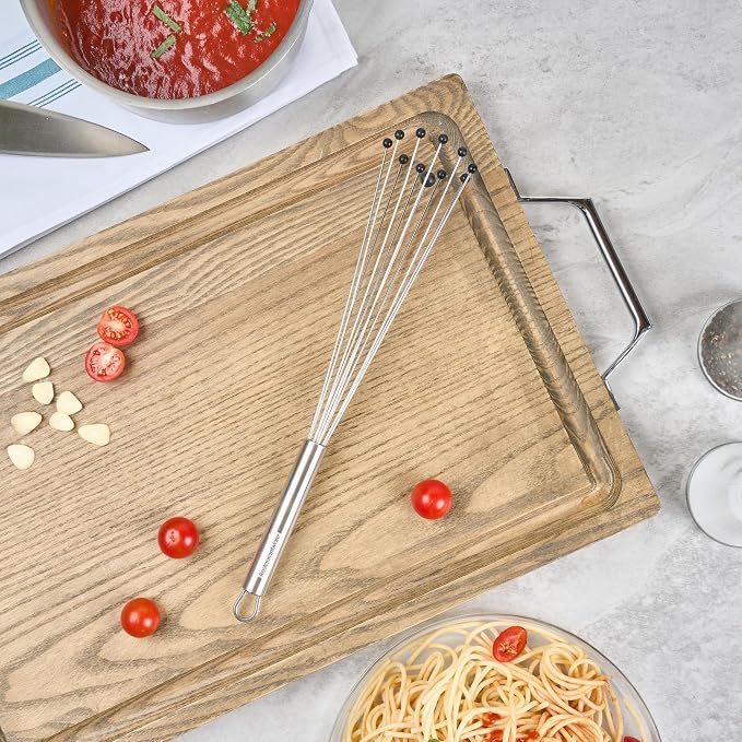 Restaurantware 12.5 in Stainless Steel Ball Whisk with Silicone Tips - 24 Pack - German Standard Sauce & Gravy Whisk, Non-Scratch, Dishwasher Safe - Non-Stick Safe Silicone Ball Whisk for Baking