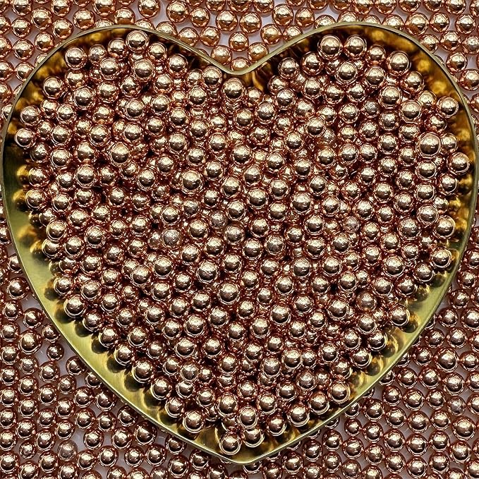 CandiJumpin 4mm Rose Gold Sugar Pearls, Small Edible Pearls Rose Gold Pearl Sprinkles for Cake Decorating Edible Cake Decorations Pearl Sugar Sprinkles Cupcake Toppers Baby Shower Party Birthday Wedding Christmas Supplies 3 OZ