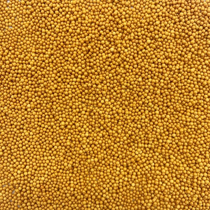 Gold Sprinkles Edible Candy Mini Pearls Cupcake Cake Toppers, Celebrations Candy Pearls Shaker Jar Wedding Shower Party Cake Decoration Supplies­ 3.2oz