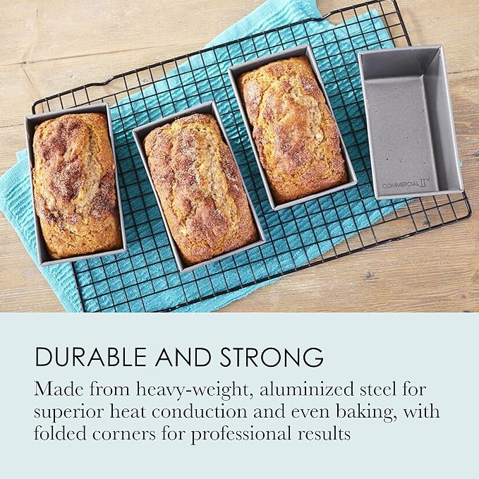 Chicago Metallic Commercial II Non-Stick Mini Loaf Pan Set, 6-Inch-by-3.5-Inch, 4-Count (Pack of 12)