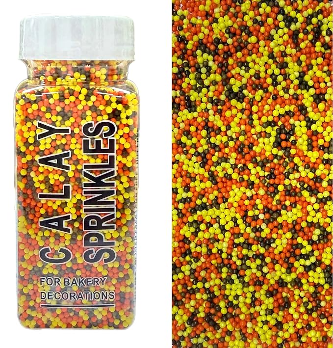 Sentovac 2mm Fall Nonpareils Pearl Sugar Sprinkles for Cake Decorating |Edible Cake Cupcake| 1 Bottle 3.88oz/110g Sprinkles for Decorating