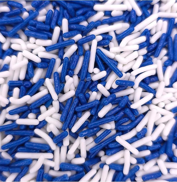 NCS Dark Blue & White Jimmies Edible Sprinkles – Cupcake, Cake & Cookie Decorations, 7 oz
