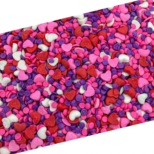 Heart Sprinkles, Heart Shaped Sprinkles for Cake Decorating, 8 Oz Bag | White, Red, Pink & Purple Dessert Toppers for Cupcakes & Cookies