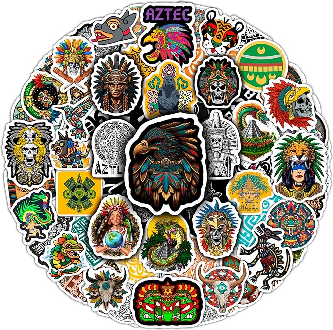 BulbaCraft Aztec Stickers for Water Bottle and Laptop - Aztec Party Supplies & Decorations, Waterproof Vinyl Decals, Culture and History Stickers, Gifts for Women & Men