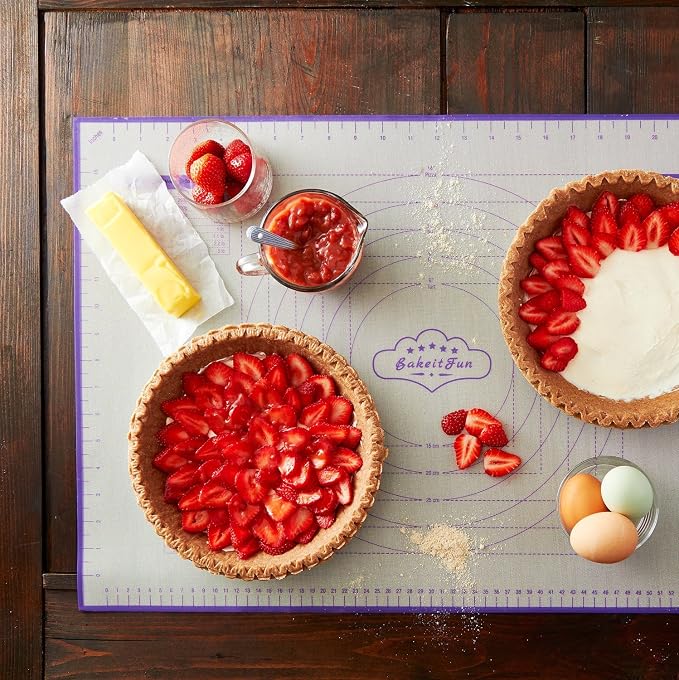 Silicone Pastry Mat Large, 26 x 18 inches. Nonstick Rolling Mat with Measurement Markings in Inches and Centimeters, Conversion Charts, BPA Free, Dishwasher Safe, Heat Resistant to 450°F