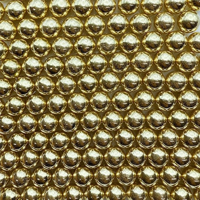 CandiJumpin 10mm Large Gold Edible Pearls, Gold Pearl Sprinkles for Cake Decorating Large Sugar Pearls Edible Cake Decorations Pearl Sugar Sprinkles Cupcake Toppers Baby Shower Party Birthday Wedding Christmas Supplies 3 OZ
