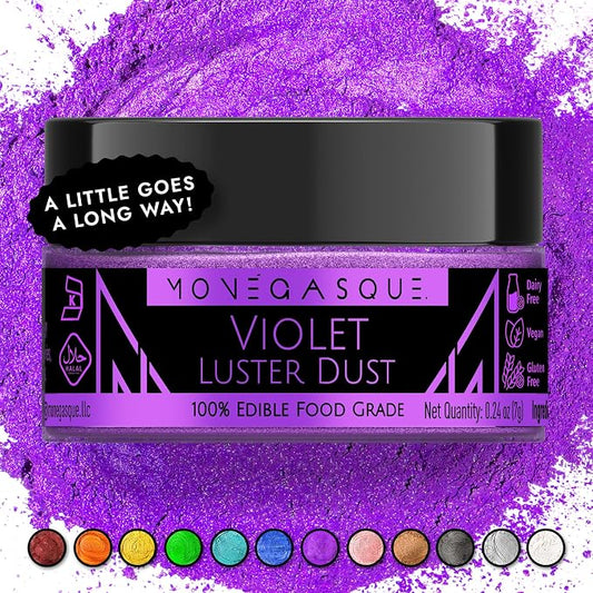 MONÉGASQUE Purple Edible Glitter for Drinks 7g – Violet Edible Glitter for Cakes & Cocktails – Purple Luster Dust for Cake Decorations Spray Sprinkles – Cocktail & Drink Shimmer Powder