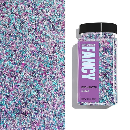 Fancy Sprinkles Enchanted Fancy Sugar | Pastel Blue, Pink, Purple & Lavender Pearlescent Sugar Crystals | Cocktail Rimming & Cookie Decorating | Baby Shower & Bridal | 1 Pack (4.6 oz)