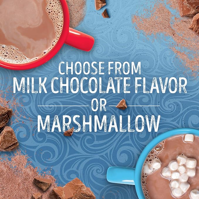 Swiss Miss Variety Pack Milk Chocolate & Marshmallow Flavored Hot Cocoa Mix, Hot Cocoa Bar Supplies, 1.38 oz., 8-Count Envelopes (12 Boxes)