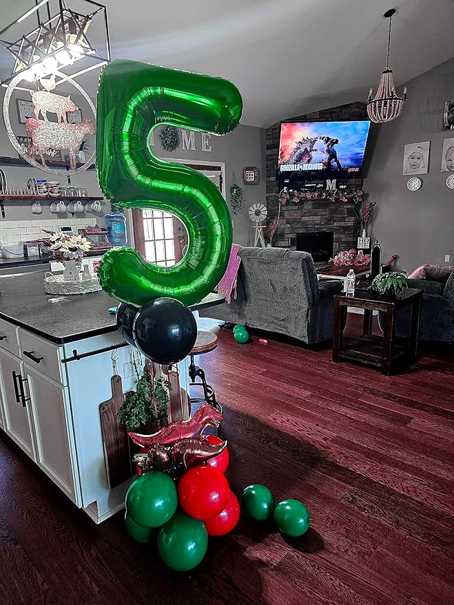 Dark Green Number 5 Balloon 40 Inch, 5th Birthday Party Decorations for Children, Giant 5 Foil Balloon for Party Supplies