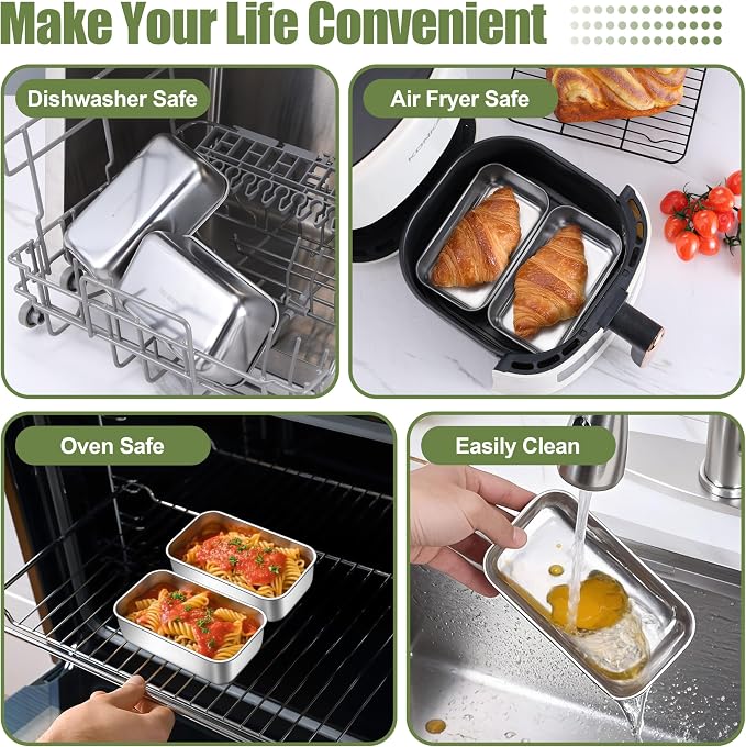 P&P CHEF Stainless Steel Mini Bread Loaf Pans, 10 PCS, Lasting & Rust-free | 6.3 x 3.5 Inch, Small Size for Air Fryer & Oven, Ideal for Bread, Meatloaf, Cake and Brownies, Food Grade, Dishwasher Safe