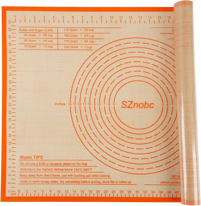 Non-slip Silicone Pastry Mat 28X20 inches Baking Mat with Measurement, Perfect for Dough, Pastry, Pie Crust, Fondant, Cookies, Bread, Pasta, Pizza, Food Grade Kitchen Counter Mats