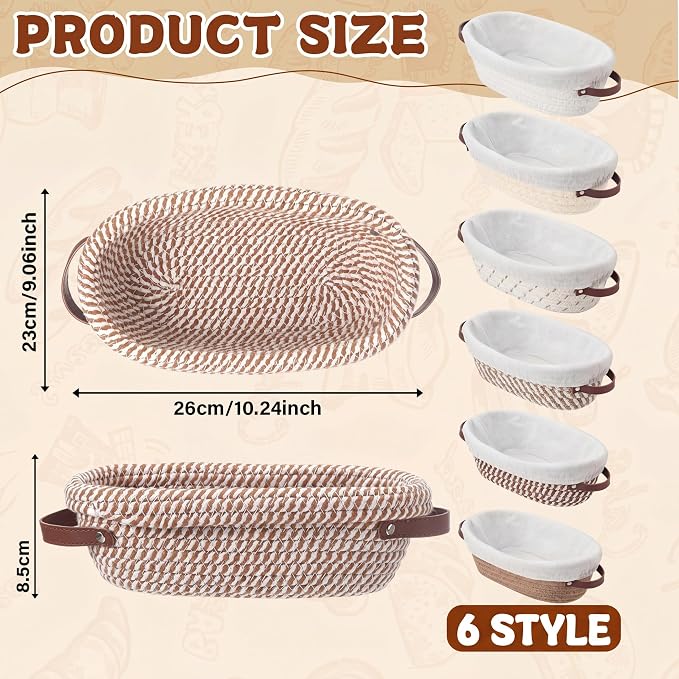 Gisafai 12 Set Banneton Bread Proofing Baskets Bulk 10 Inch Oval Cotton Rope Artisan Sourdough Bread Banneton Dough Proofing Bowls with Cloth Liners and Covers for Homemade Baking Bakery