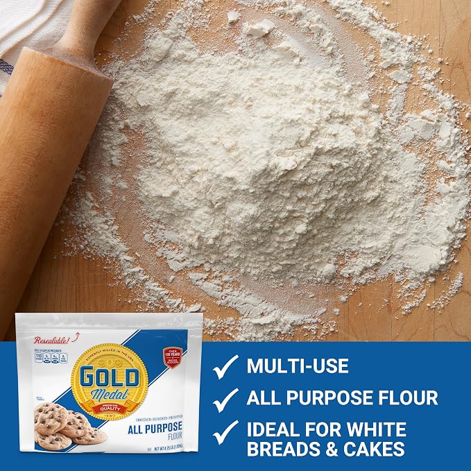 Gold Medal All Purpose Flour with Resealable Bag, 4.25 pounds (Pack of 2)
