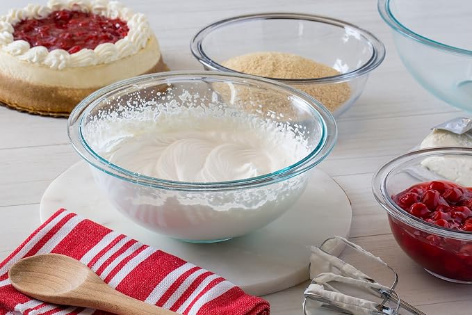 Pyrex Smart Essentials 6-Piece Glass Mixing Bowl Set,1.5 quarts Made in the USA