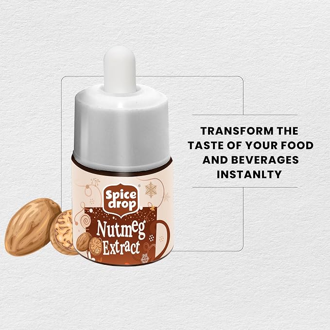 Spice Drop Nutmeg Extract - Up to 180 Drops Per Bottle | Coffee, Cooking, Baking, Dessert | Rich In Quality And Aroma | No Added Color or Preservative | Vegan (0.17oz, Pack of 1)