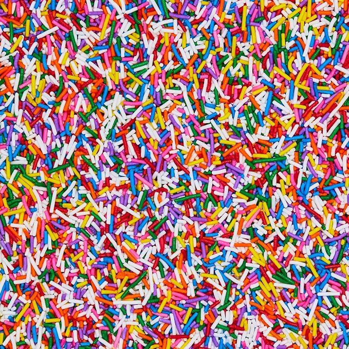 Fancy Sprinkles Classic Rainbow Crunchy Jimmies | Rainbow Sprinkles for Cake, Cupcake & Cookie Decorating | Funfetti & Ice Cream Topping | Birthday & Everyday | 1 Pack (0.5c)