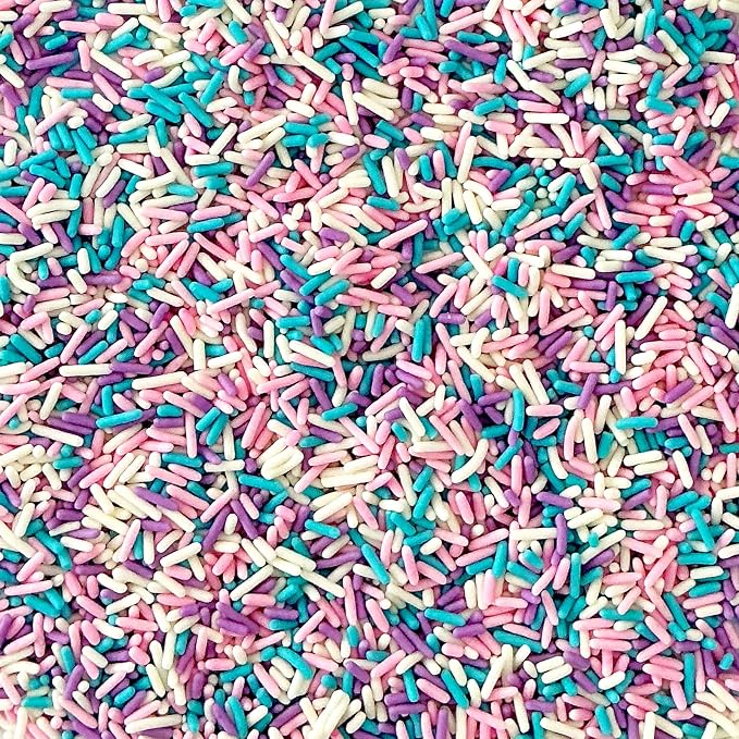 Homipooty Pastel Sprinkles Edible Purple Pink Blue White Jimmies Sprinkles for Cake Decorating Jimmies Sprinkles 78g/2.75oz Cookie Cupcake Topper Ice Cream