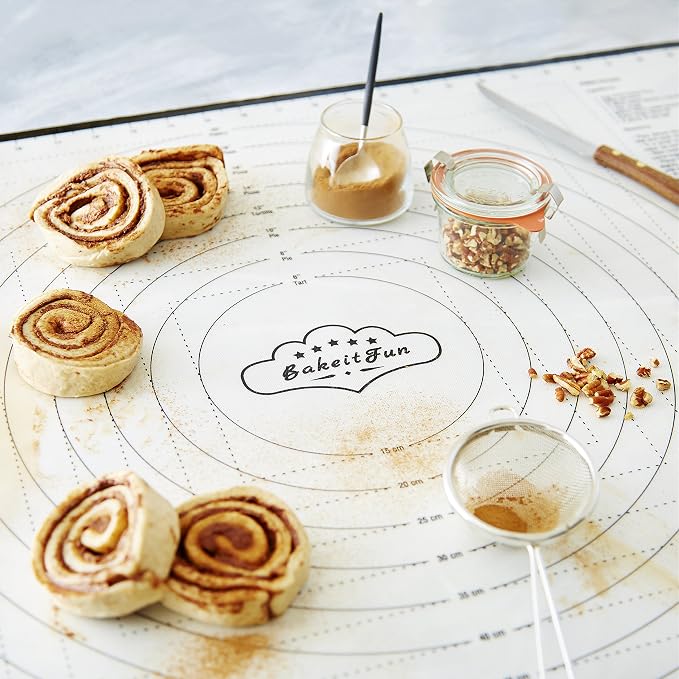 Extra Large Silicone Baking Mat – Non-Stick Pastry Mat with Measurements, Conversion Charts & Heat Resistance – Reusable Food-Grade Silicone for Dough Rolling, Pizza & Baking