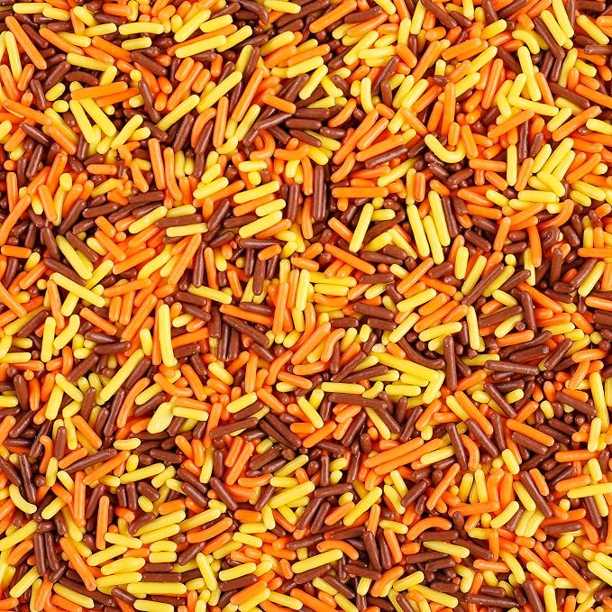 Thanksgiving Sprinkles, Edible Fall Jimmies Mix, Yellow Orange Brown, 4oz | Perfect for Baking Topping, Cupcakes, Cookies, Ice Cream & Cake Decorating, Halloweeen Autumn Harvest Holiday Party Supplies
