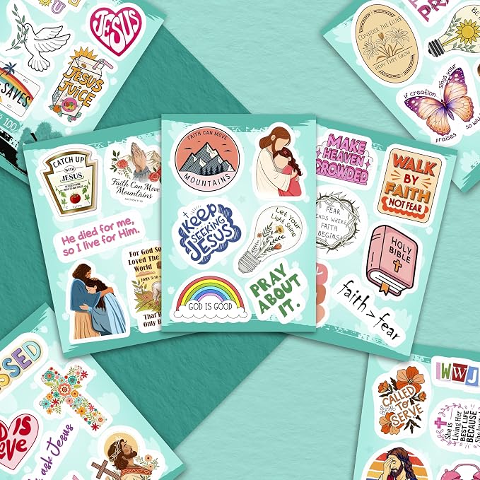 100Pcs Christian Stickers for Water Bottle, Laptop - Religious, Jesus Stickers - Christian Gifts, Party Supplies & Decorations - Gift for Women & Men