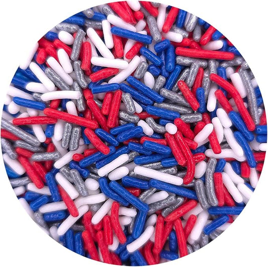 NCS New England Game Day Red, Dark Blue, Silver & White Jimmies Edible Sprinkles – Cupcake, Cake & Cookie Decorations, 7 oz
