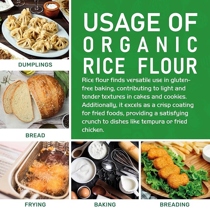 Jiva Organics Premium White Rice Flour 2 LB Bag - Gluten Free, Non GMO