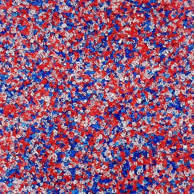 Sentovac Red White Blue Sanding Sugar Crystals for Baking Edible Crystals Sparkling Sugar Patriotic Sprinkles 4th of July Cake Cookie Cupcake Topper Ice Cream Decoration Supplies