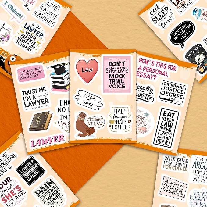 100Pcs Law Stickers for Laptop, Planner, Lawyer Stickers - Law Gifts - Lawyer Party Decorations - Gift for Women & Men