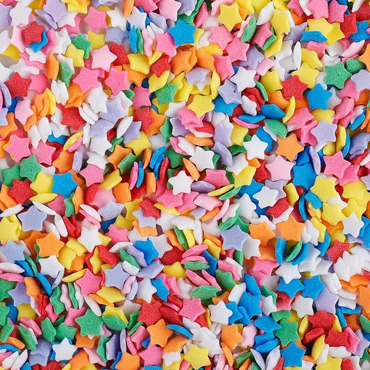 Rainbow Star Sprinkles, Edible Stars for Cake Decorating, Colorful Confetti Sprinkles Mix for Baking Topping, Cupcakes, Cookies, Ice Cream, Birthday Party Celebration Christmas Holiday Supplies