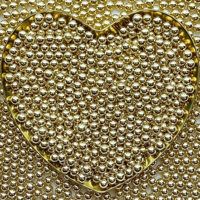 CandiJumpin 4mm Gold Sugar Pearls, Small Edible Pearls Gold Pearl Sprinkles for Cake Decorating Edible Cake Decorations Pearl Sugar Sprinkles Cupcake Toppers Baby Shower Party Birthday Wedding Christmas Supplies 3 OZ
