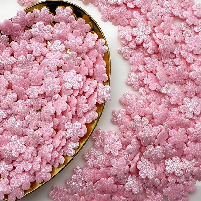 CandiJumpin Pink Flower Sprinkles for Cake Decorating, Mini Edible Flowers Pink Flower Decorations Edible Flowers Cake Confetti Valentines Cookie Decoration Baby Shower Party Birthday Wedding Christmas Supplies 3 OZ