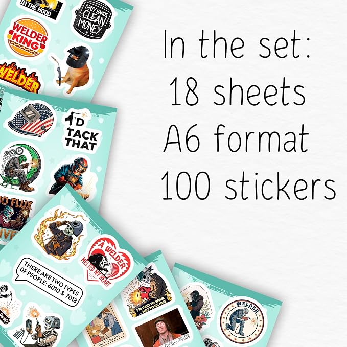 100Pcs Welder Stickers for Helmets, Water Bottles, Laptop - Welding Stickers for Hard Hats - Welder Gifts, Party Supplies & Decorations - Gift for Women & Men