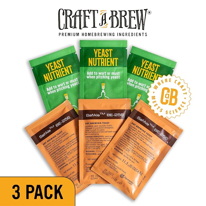 Craft A Brew - Safale BE-256 Yeast - Fermentis - Belgian Ale Dry Yeast - For Belgian & Strong Ales - Ingredients for Home Brewing - Beer Making Supplies - [3 Pack]
