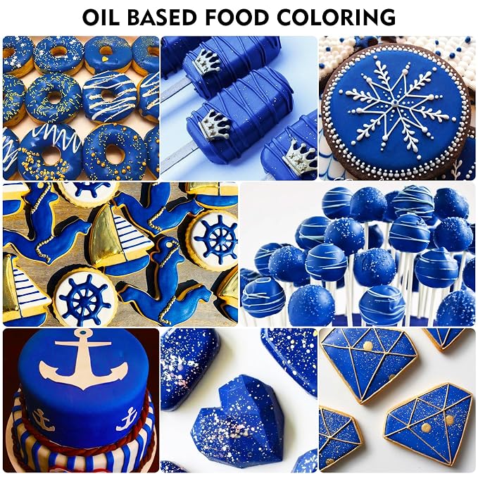 Oil Based Food Coloring - Vibrant Food Coloring for Chocolate, Candy Melts, Baking, Cake Decorating - Upgraded Edible Food Color Dye for Icing, Fondant,Butter, Cookie, DIY Crafts - 2 Fl.oz (Navy)