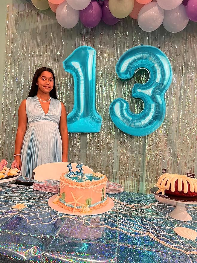 Number Balloons 1, 40 Inch One Balloons for 1st Birthday Girl Boy 1 11 21 Party Decorations Baby Shower Photo Shoot, Light Blue 1 Balloon