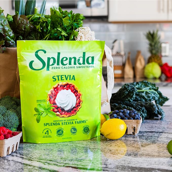SPLENDA Stevia Zero Calorie Sweetener for Baking, Plant Based Sugar Substitute Granulated Powder, 9.7oz Resealable Pouch