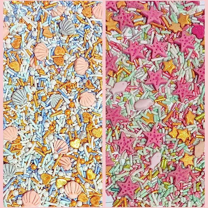 Confect Under the Sea Sprinkle Mix Set – Sea Shell, Star Fish, Mermaid & Sea fishes Edible Decorations in Ocean-Inspired Colors - 5 Assorted Pastel Sprinkle Blends for Cake, Cupcake & Cookie Decorating -Vegan, Gluten-Free, Nut-Free, Soy-Free, Dairy-Fre...