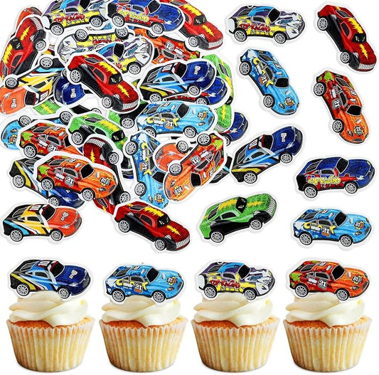40Pcs Edible Race Car Cupcake Toppers Colorful Racing Cars Cupcake Picks Drink Topper for Racing Party Decorations Race Car Baby Shower Boys Birthday Party Cake Cupcake Decorations